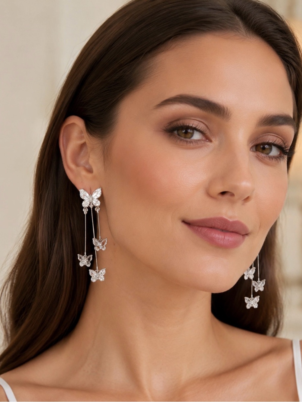 Eye Candy Los Angeles Crystal Butterfly Drop Earrings